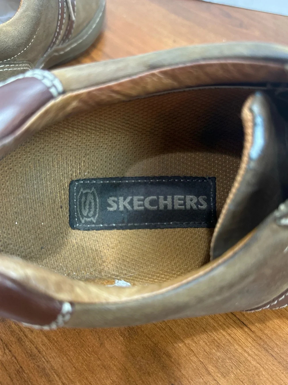 Y2K Vintage Skechers 4400 Men's Brown Leather Lace-Up Oxfords Sz 10.5 Stripes